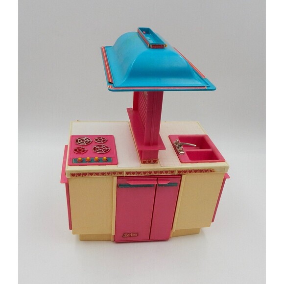 Barbie Dream Kitchen Stove Oven Sink Island #9119 Few Accessories Not Complete - Picture 1 of 16